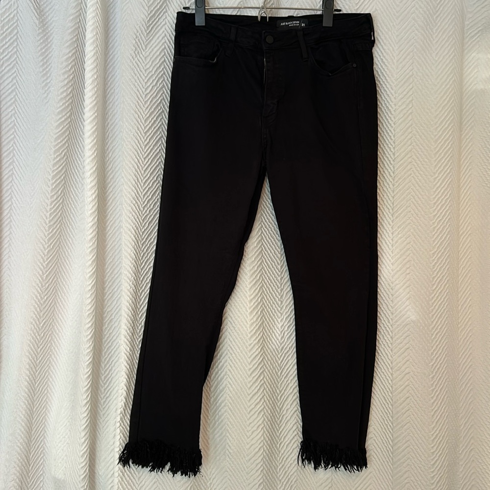 Just Black Denim Black Frayed Hem Jeans